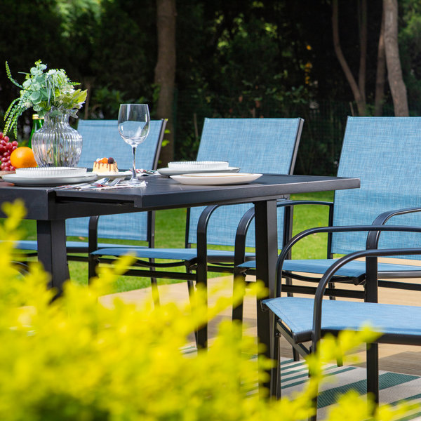 Lark Manor Argyri Powdercoated Steel Outdoor Dining Armchair & Reviews